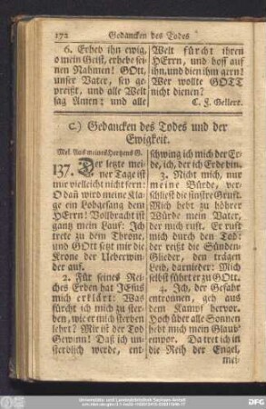 C.) Gedancken des Todes und der Ewigkeit.