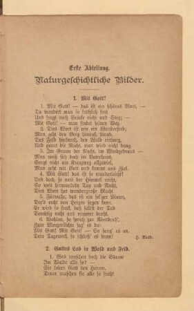 Erste Abteilung. Naturgeschichtliche Bilder