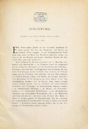 Festschrift zur Einweihung der Neubauten der Kaiser-Wilhelms-Universität Strassburg 1884