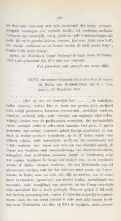 XXVII. Gouverneur-Generaal (Antonio Van Diemen) en Raden ..., 23 December 1644