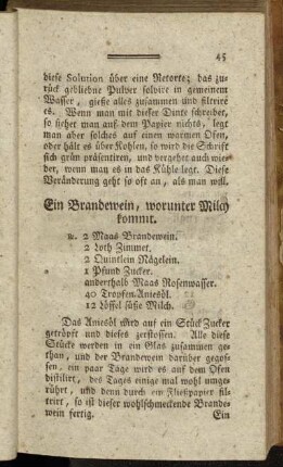 Ein Brandewein, worunter Milch kommt