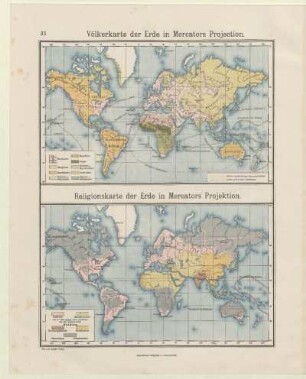 Völkerkarte der Erde in Mercators Projection