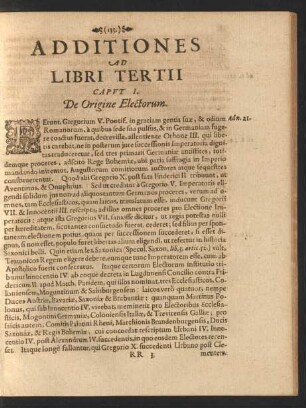 Additiones Ad Libri Tertii Caput I. De Origine Electorum.