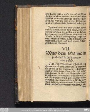 VII. Was dem Manne in sonderheit in der hausregirung zustehe.