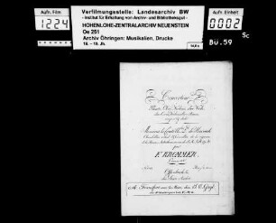 Krommer, F., Concertino a Flauto, Oboe, violino, due Viole, duo Corni, Violoncello e Basso, Œuvre 18, Offenbach, André.