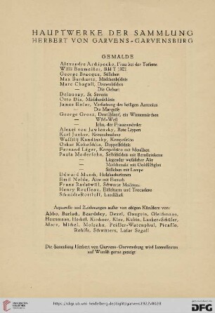 Hauptwerke der Sammlung Herbert von Garvens-Garvensburg