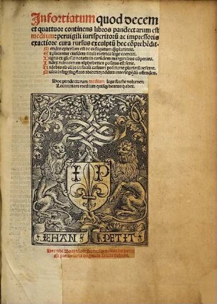 Infortiatum quod decem et quattuor continens libros pandectarum est medium