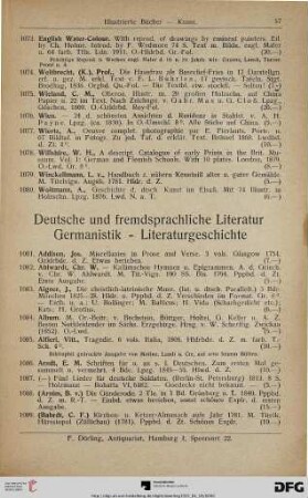 Deutsche und fremdsprachliche Literatur, Germanistik, Literaturgeschichte (Nr. 1081-1343)