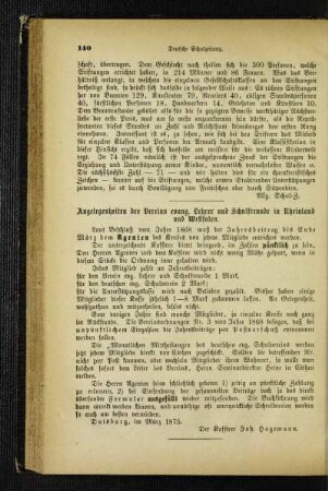 Angelegenheiten des Vereins evang. Lehrer und Schulfreunde in Rheinland und Westfalen