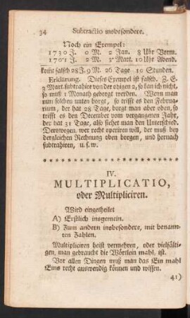 IV. Multiplicatio, oder Multipliciren