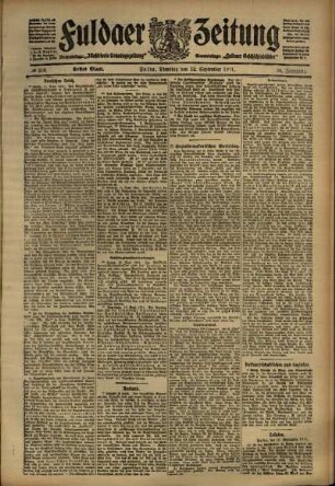 Erste Ausgabe vom Dienstag, den 12. September 1911.