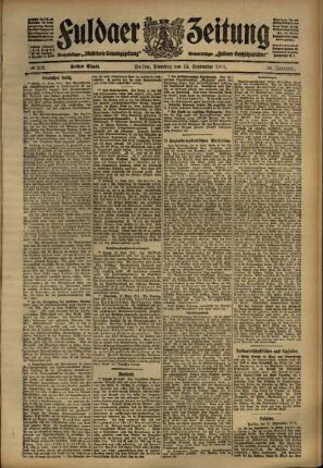 Erste Ausgabe vom Dienstag, den 12. September 1911.