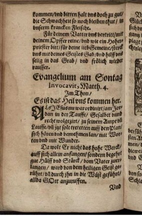 Evangelium am Sontag Invocavit, Matth. 4.
