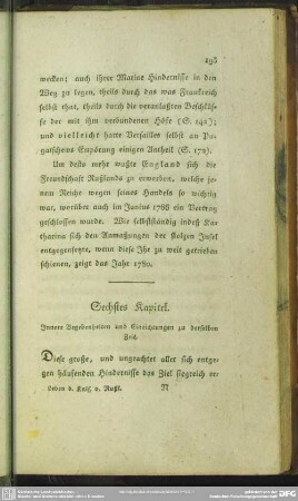 Sechstes Kapitel. Innere Begebenheiten und Einrichtungen zu derselben Zeit
