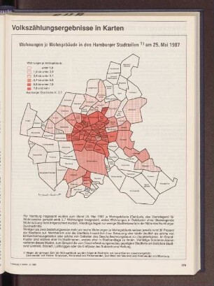 Wohnungen je Wohngebäude in den Hamburger Stadtteilen am 25. Mai 1987