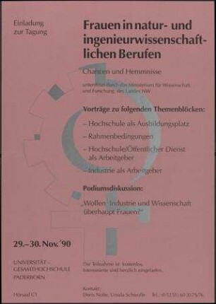 Frauen in natur- und ingenieurwissenschaftlichen Berufen - Chancen und Hemmnisse