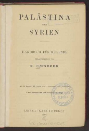 Palaestina und Syrien: Handbuch für Reisende