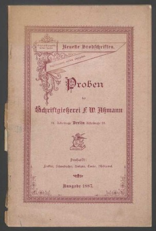 Proben der Schriftgießerei F. W. Aßmann, Ausgabe 1887