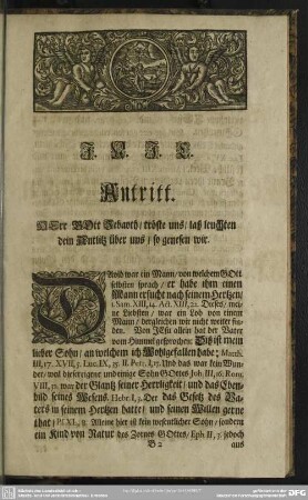 Leichenpredigt : Das dem lieben Gott übergebene Davids-Hertze. Antritt, Leichtext, Eingang, Ausführung
