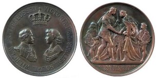 Fürstenhäuser, Sonderburg-Augustenburg; Auguste-Victoria, Deutsche Kaiserin, Königin von Preussen 1858 - ; Medaille 1881 auf die Vermählung