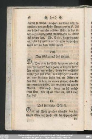 VIII. Der Geschmack des Löwen.