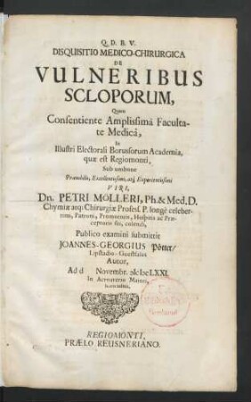 Disquisitio Medico-Chirurgica De Vulneribus Scloporum