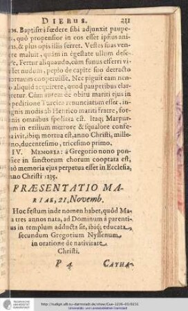 Præsentatio Mariæ, 21. Novemb.
