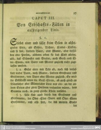 Caput III. Von Erbschaffts-Fällen in aufsteigender Linie