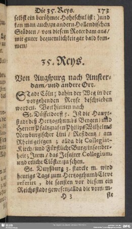 35. Reys. Von Augspurg nach Amsterdam, und andere Ort