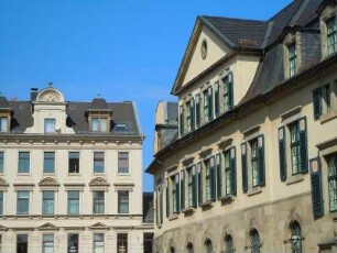 Plauen - sanierte Häuser in der Nobelstraße : Sanierte historische Gebäude in der Nobelstraße. Aufgenommen am 28. März 2012 in der Innenstadt von Plauen im Vogtland
