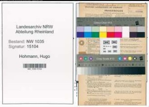 Entnazifizierung Hugo Hohmann , geb. 17.08.1897 (Versandleiter)