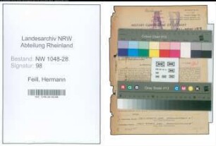 Entnazifizierung Hermann Feill , geb. 31.10.1895 (Fernmelder)