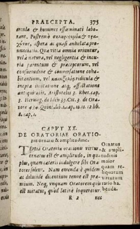 Caput XX. De Oratoriae Orationis ornatu & amplitudine.