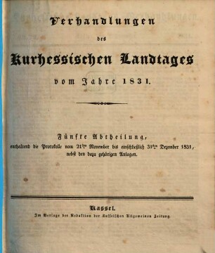 Verhandlungen des Kurhessischen Landtages. 1831,5. - S. 958 - 1164