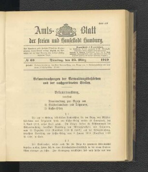 No.69, Dienstag, den 25. März 1919