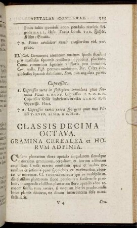 Classis Decima Octava. Gramina Cerealea et Horum Adfinia.