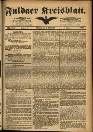 Ausgabe vom Montag, den 09. November 1908.