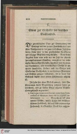 V. Etwas zur Geschichte des deutschen Buchhandels.