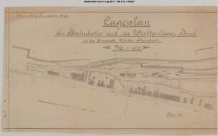 Beuel, Bahnhof: Lageplan des Bahnhofs und der Werftanlagen Beuel in der Gemeinde Vilich-Rheindorf. Fragment.