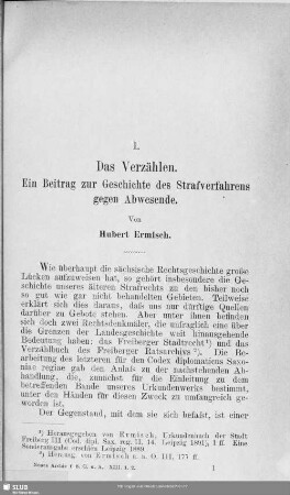 I. Das Verzählen : Ein Beitrag zur Geschichte des Strafverfahrens geben Abwesende