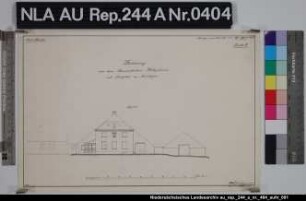 Vorderansicht vom Platzgebäude und Schafstall der Domäne Meerhusen im Forstort MEERHUSEN Zeichnung von Schwägermann Papier Format 35,0x22,8 M 1:230