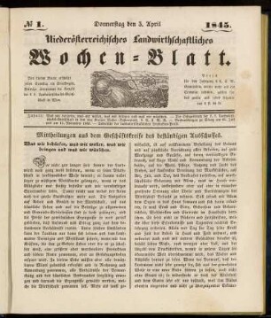 No 1. Donnerstag den 3. April 1845
