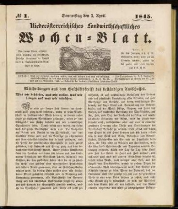 No 1. Donnerstag den 3. April 1845