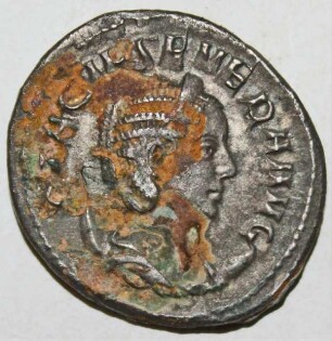 Römische Münze, Nominal Antoninian, Prägeherr Philippus Arabs, für Otacilia Severa, Prägeort Rom, Original
