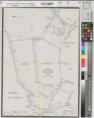 Grenze zwischen der Bundesrepublik Deutschland und dem Königreich der Niederlande im Bereich des Kreises Borken (Vermessungsriss Flurbereinigung Suderwick Nr. 7 Flur 3, Gemarkung Suderwick 144k)