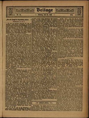 Zweite Ausgabe vom Sonntag, den 26. Juni 1921.