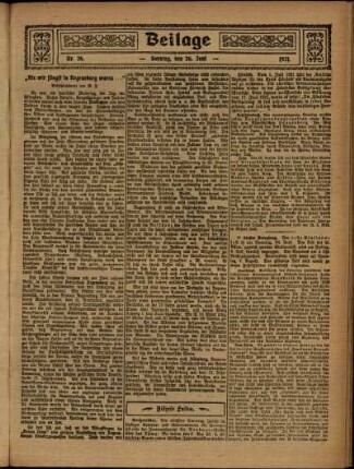Zweite Ausgabe vom Sonntag, den 26. Juni 1921.