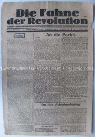 Kommunistische Wochenzeitung "Die Fahne der Revolution" zum Tod von Lenin