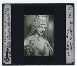 Magdeburg, Dom, Jungfrauenportal in der Paradiesvorhalle : Eine der klugen Jungfrauen, Kopf