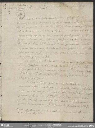 Eigenh. Brief von August Wilhelm von Schlegel an Friedrich von Gentz, Stralsund, 06.06.1813